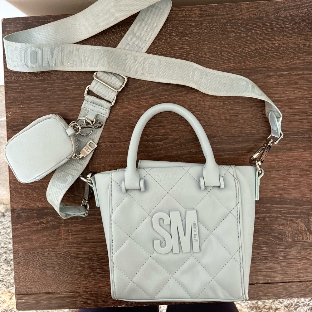 Stylish Quilted Powder Blue Steve Madden Crossbody